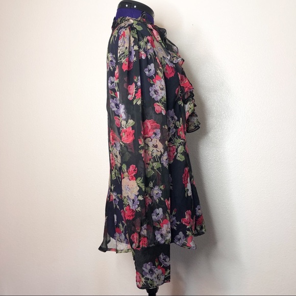 Lauren Ralph Lauren Sheer Black Floral Blouse - Picture 4 of 8